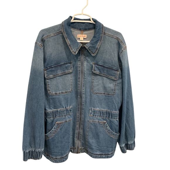 Knox Rose Womens Denim Chore Coat Size XL Extra Large Jean Jacket Long Utility - Picture 1 of 6